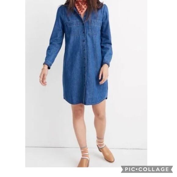 Madewell Denim Long Sleeve Button Shirtdress in Harris Wash Plus Sz 2x - Picture 1 of 8